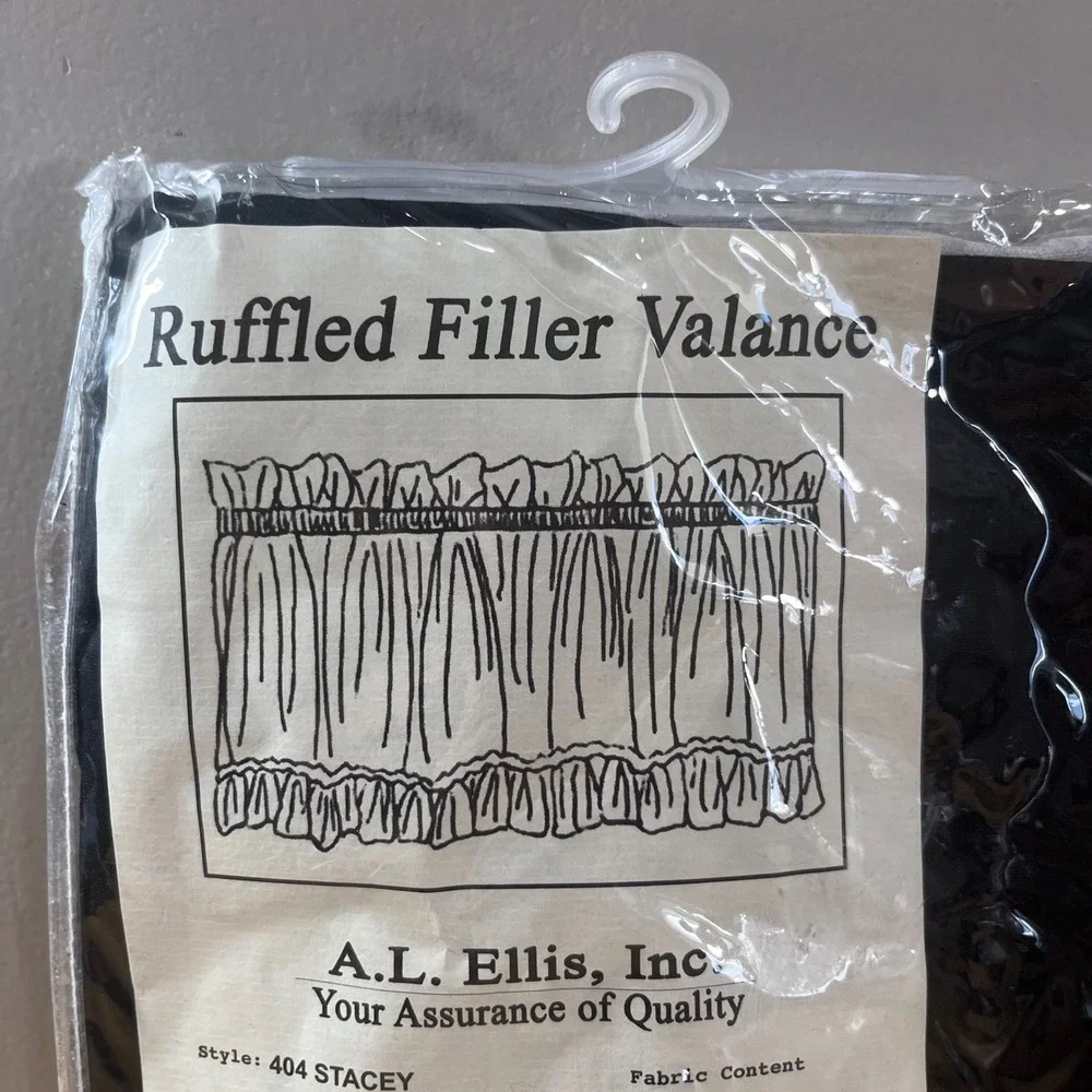 A.L. Ellis Ruffled Filler Valance Black 54x13 Stacey Vtg Style New
